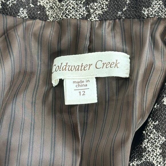 NWD Coldwater Creek Brown Floral Printed Tweed Blazer Suit Jacket Womens Size 12 - Picture 8 of 12